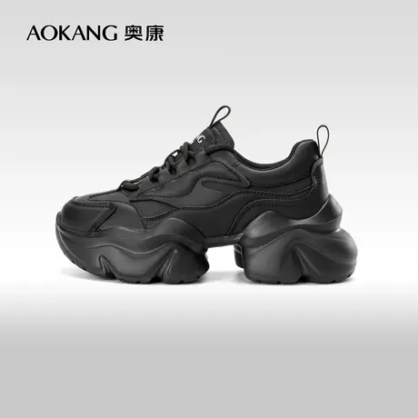 奥康女鞋年春秋季新款简约百搭休闲运动鞋厚底增高舒适老爹鞋潮图片