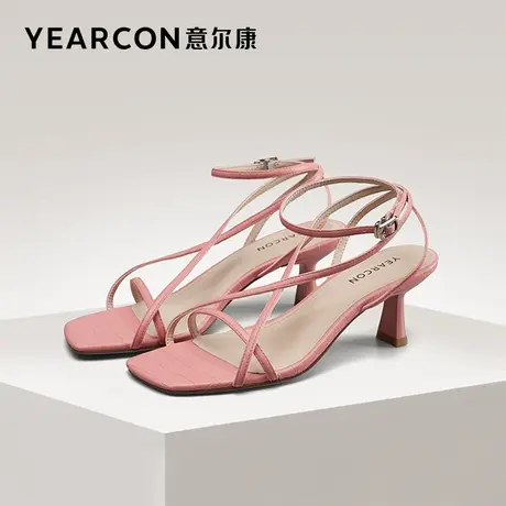 意尔康女鞋官方旗舰店凉鞋女款夏季气质方头交叉绑带时装鞋图片