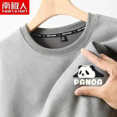 熊猫350G重磅卫衣男圆领春秋款麂皮绒美式潮牌青少年宽松男生外套商品大图
