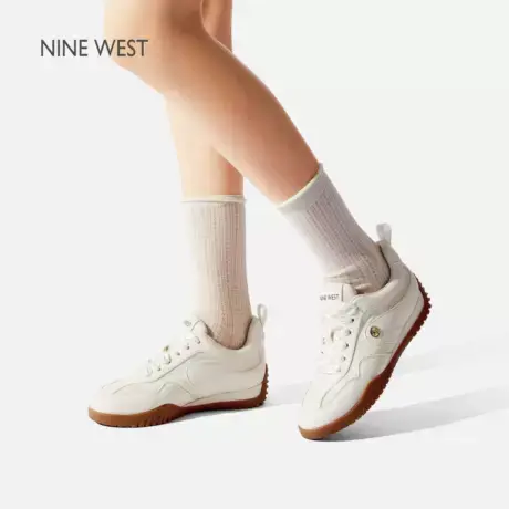 Nine West/玖熙女鞋小白鞋2025夏季新款复古百搭休闲鞋真皮德训鞋商品大图