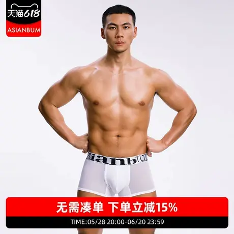 【拍3件99】Asianbum时尚中低腰性感透气网眼纱拼接平角四角内裤商品大图