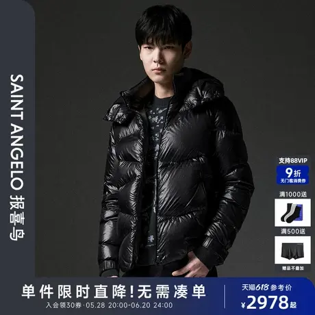 【商场同款】报喜鸟2024冬季新款男士时尚休闲立领带帽羽绒服外套商品大图