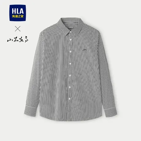 HLA/海澜之家山不在高条纹长袖休闲衬衫25春秋新刺绣外套衬衣男装图片