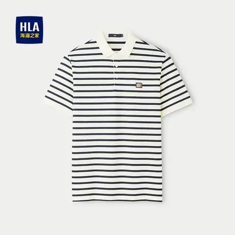 HLA/海澜之家艺术家联名短袖POLO衫2025夏季新款翻领条纹上衣男图片