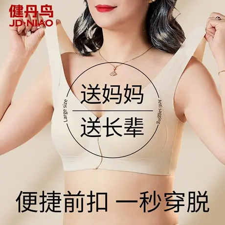 健丹鸟前扣内衣女大胸显小胸薄款胸罩聚拢收副乳美背心式妈妈文胸商品大图