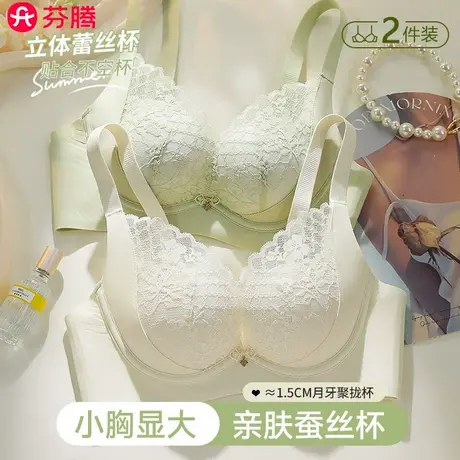 芬腾内衣女小胸聚拢显大上托防下垂收副乳调整型轻薄款蕾丝文胸罩商品大图