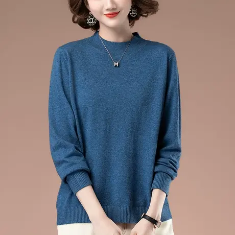 秋冬加肥加大码女装打底衫女毛衣宽松中年妈妈百搭显瘦保暖针织衫商品大图