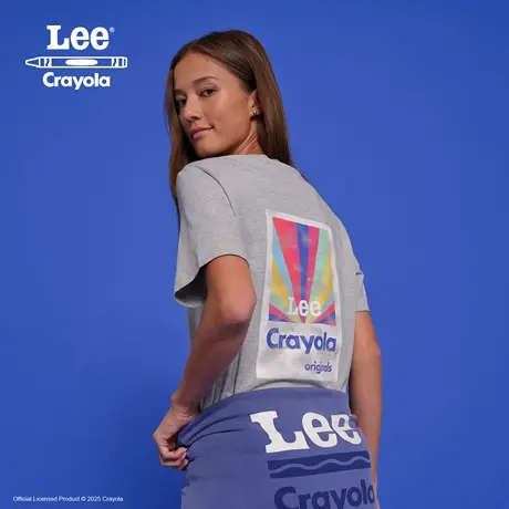 Lee× Crayola联名商场同款25秋冬新舒适版灰色男女同款短袖T恤图片