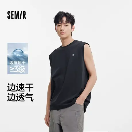 森马背心男吸湿速干防晒无袖上衣拼接网眼运动坎肩宽松2025夏新XY商品大图