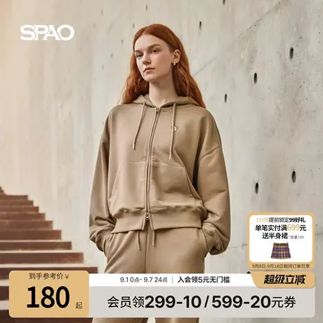 【WOODIE系列】SPAO韩国同款25年秋季新品休闲短款连帽卫衣外套商品大图