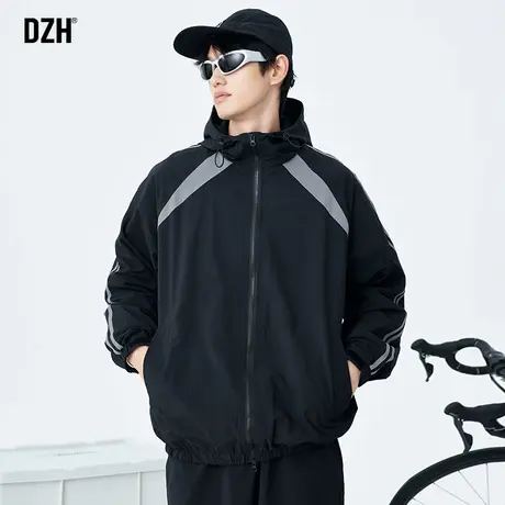 男士2023新款冲锋衣男美式休闲运动外套男款秋季潮牌拼接上衣男装商品大图