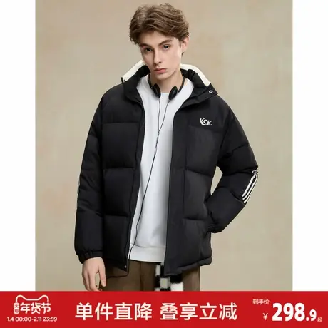 唐狮2026秋冬季情侣短款羽绒服立领袖子撞色拼条男款羽绒外套女士图片