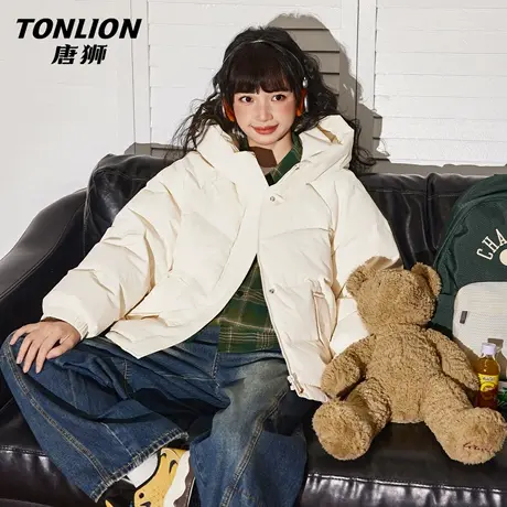 唐狮白色薄款羽绒服女款冬季2026新款小个子加厚保暖连帽上衣女VB商品大图