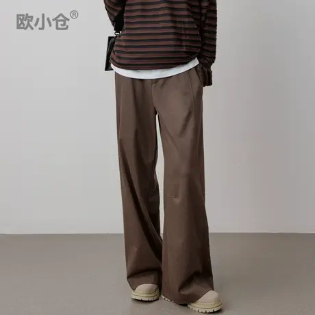 欧小仓 糯米系列ins博主超模裤美拉德穿搭伴侣秋冬加厚软糯阔腿裤商品大图