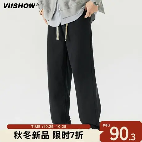 VIISHOW牛仔裤男士宽松休闲直筒阔腿ins潮牌美式长裤子松紧腰学生商品大图