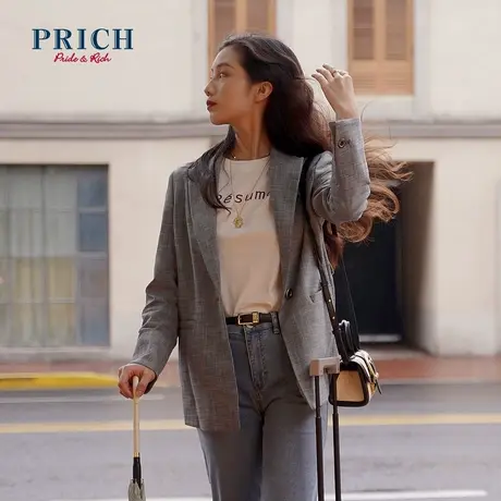 PRICH西装【环保面料】经典纹理商务通勤设计感气质收腰西服外套商品大图