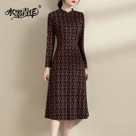 【1件7.9折】女装新品修身显瘦印花裙时尚百搭打底裙秋季连衣裙图片