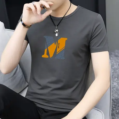 莫代尔短袖t恤男装2025新款夏季潮流冰丝冰感上衣服男生半袖体恤商品大图