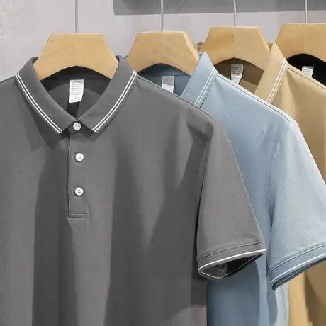 2025新款翻领保罗polo衫短袖t恤男士夏季冰丝凉感有领半袖上衣服商品大图