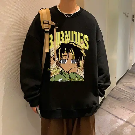 美式高街卫衣男春秋季嘻哈中山宽松ins潮牌打底衫内搭无帽上衣服t商品大图