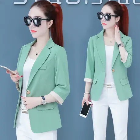 2025秋装新款七分袖小西装女外套修身显瘦休闲西服小个子薄款上衣商品大图