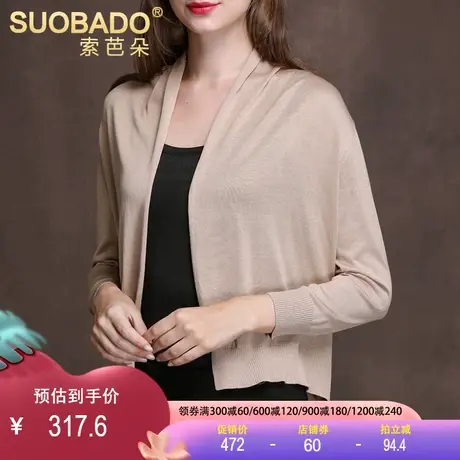 真丝外套防晒衣披肩开衫2023春夏桑蚕丝针织衫空调服短款上衣女商品大图