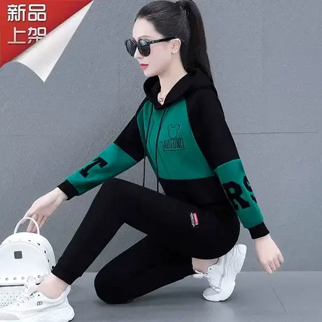 恋上17号运动套装女春秋2023新款秋装宽松大码休闲洋气减龄两件套图片