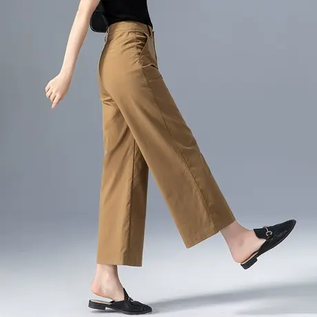 高腰窄版冰丝阔腿裤女2024新款夏季薄款天丝裤子休闲九分裤直筒裤商品大图