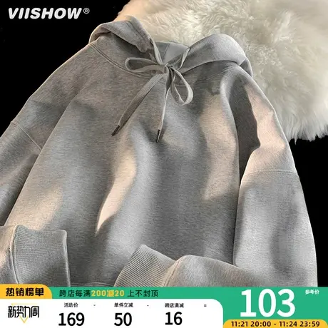 VIISHOW连帽卫衣男春秋款重磅衣服美式休闲高街潮牌宽松套头外套商品大图