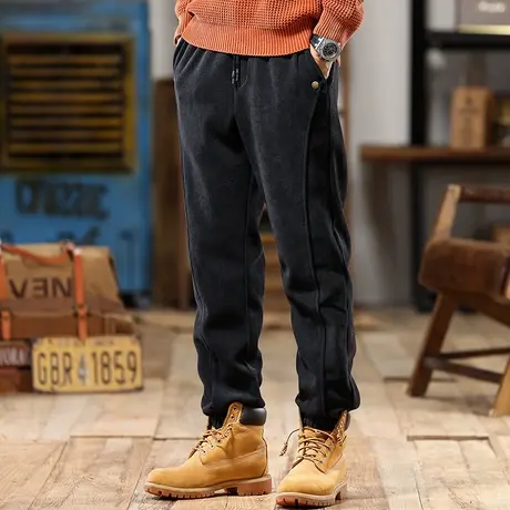 百搭束脚工装裤子宽松裤子男款大码针织欧棉绒潮流百搭宽松工装裤商品大图