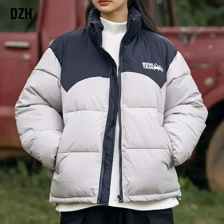 男士拼接立领棉衣外套男冬季加厚潮牌休闲棉服男款宽松2024年新款商品大图