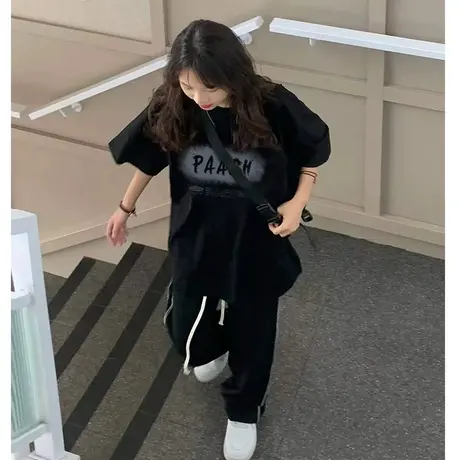 纯棉重磅设计感小众短袖t恤女夏季潮牌宽松复古港味chic半袖上衣商品大图