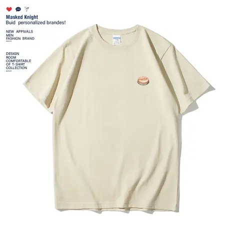 简约日系复古印花纯棉t恤男短袖潮牌2023夏季纯棉宽松休闲半袖图片