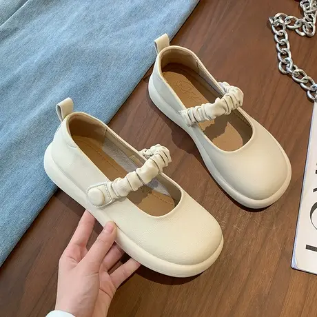 白色玛丽珍鞋女2024夏季新款软底复古单鞋温柔风配裙子平底孕妇鞋图片