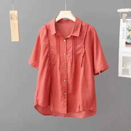 花边衬衣短袖高级感上衣女设计感小众宽松白色衬衫女2023夏季新款图片