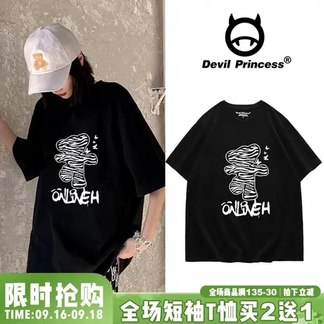 chic港味小熊短袖t恤女2023年新款夏季宽松韩版ins潮原宿风上衣服图片