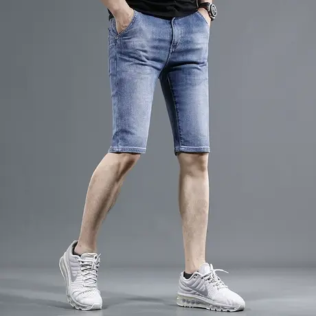 牛仔短裤男夏季2023年新款修身蓝色潮牌五分休闲潮流薄款男士中裤商品大图