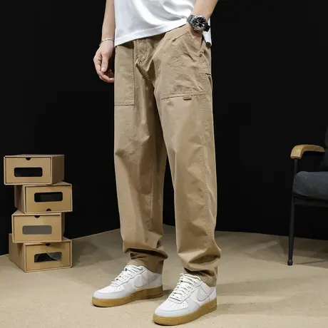直筒休闲裤男士春秋款宽松阔腿潮牌大码春季2023新款工装裤子男裤商品大图