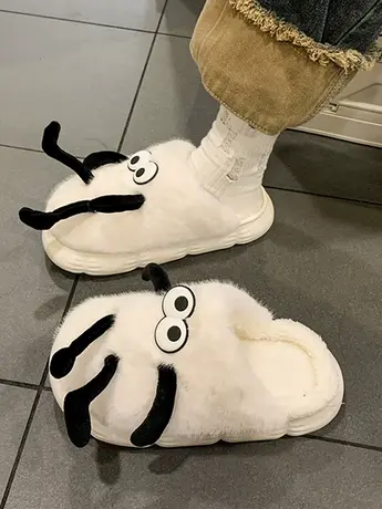 可爱卡通包头棉拖鞋女外穿2023秋冬季新款时尚居家防滑厚底毛毛拖商品大图