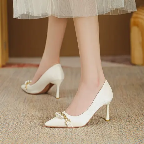 2023年春季新款法式气质仙女风尖头高跟鞋女细跟性感百搭浅口单鞋商品大图