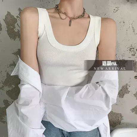 螺纹内搭吊带上衣女2024夏季春秋新款圆领打底百搭显瘦防走光背心图片