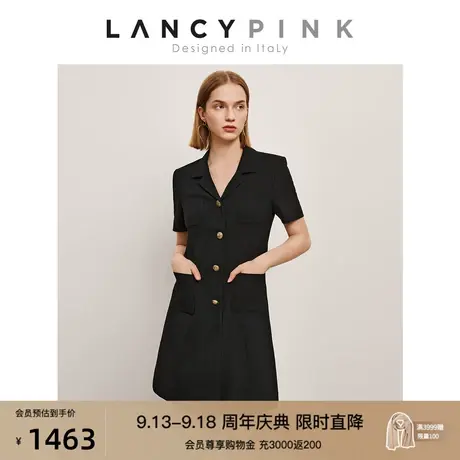 【意大利设计】朗姿高级感别致小黑裙气质西装连衣裙2023夏季新款商品大图