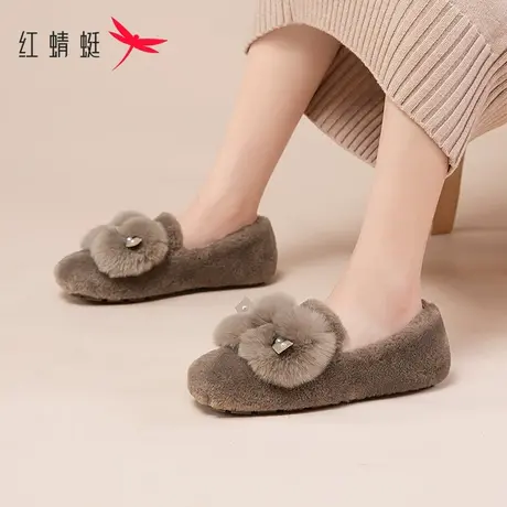 红蜻蜓豆豆棉鞋女冬加绒2023秋冬新款今年流行的雪地靴一脚蹬女鞋商品大图