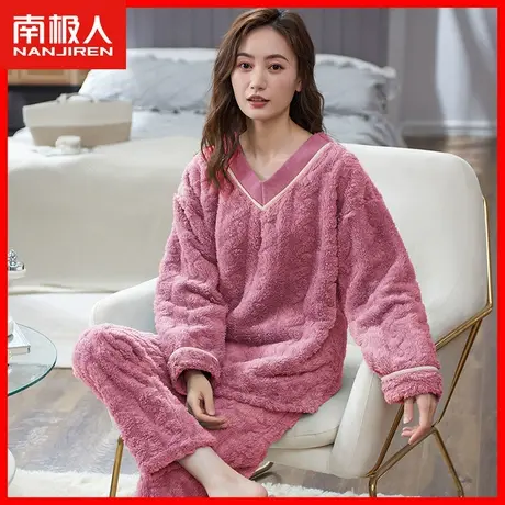 睡衣女冬季加绒加厚保暖透气2022年新款家居服两件套可出门外穿NM商品大图