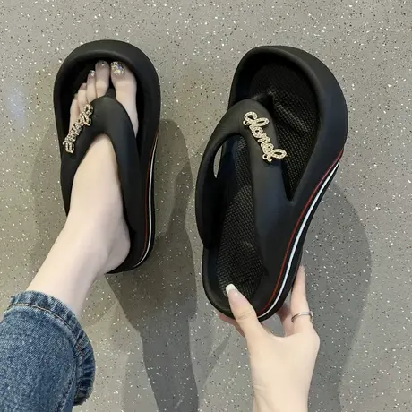 人字拖鞋女夏季外穿厚底网红时尚2023新款凉拖高级感海边沙滩鞋软图片