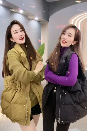 立领收腰羽绒棉马甲女中长款2023年秋冬新款宽松显瘦马夹保暖外套图片