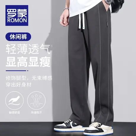 罗蒙夏季薄款休闲裤男款拖地宽松直筒潮牌男士阔腿长裤子2023新款商品大图