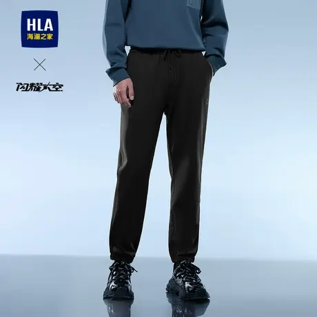 HLA/海澜之家轻商务航天系列卫裤24秋冬新款抽绳系带弹力休闲裤男商品大图