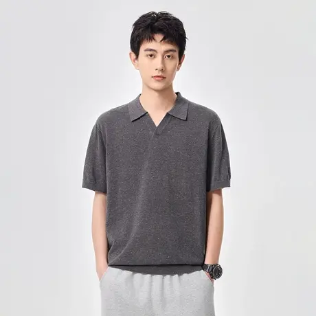 hansca 重磅天丝莱赛尔翻领短袖POLO衫男2025夏季纯色凉感针织T恤商品大图