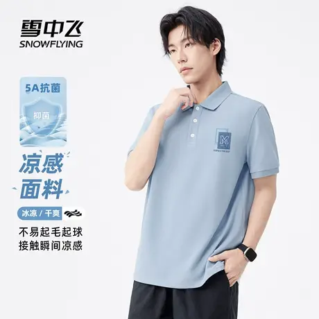 雪中飞短袖t恤男夏季新款带领子半袖青少年潮流美式白色polo衫PC图片